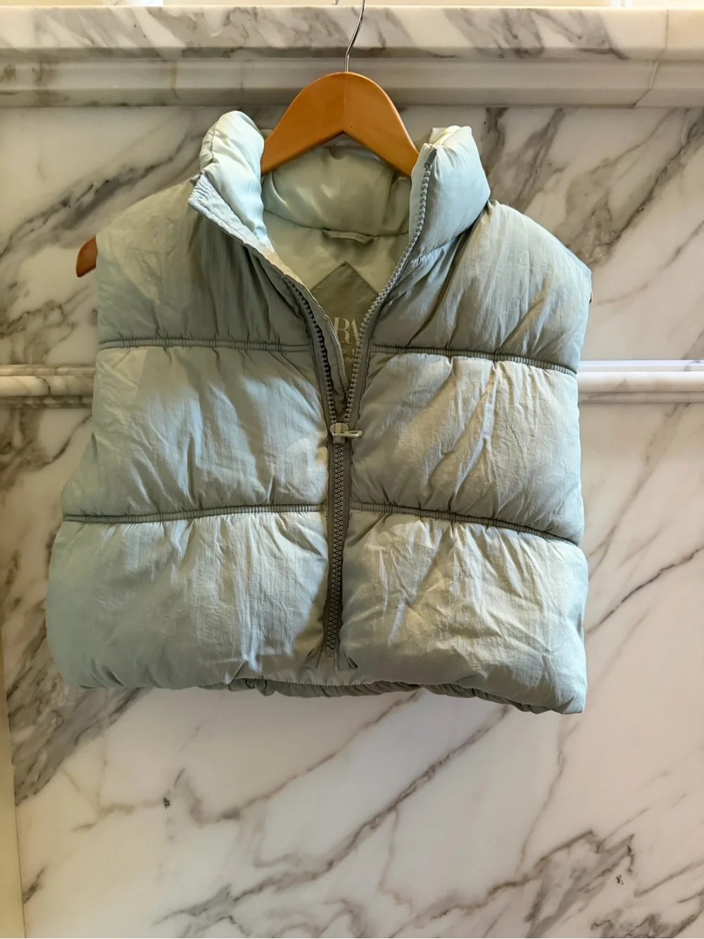 Zara Light Green Puffer Vest